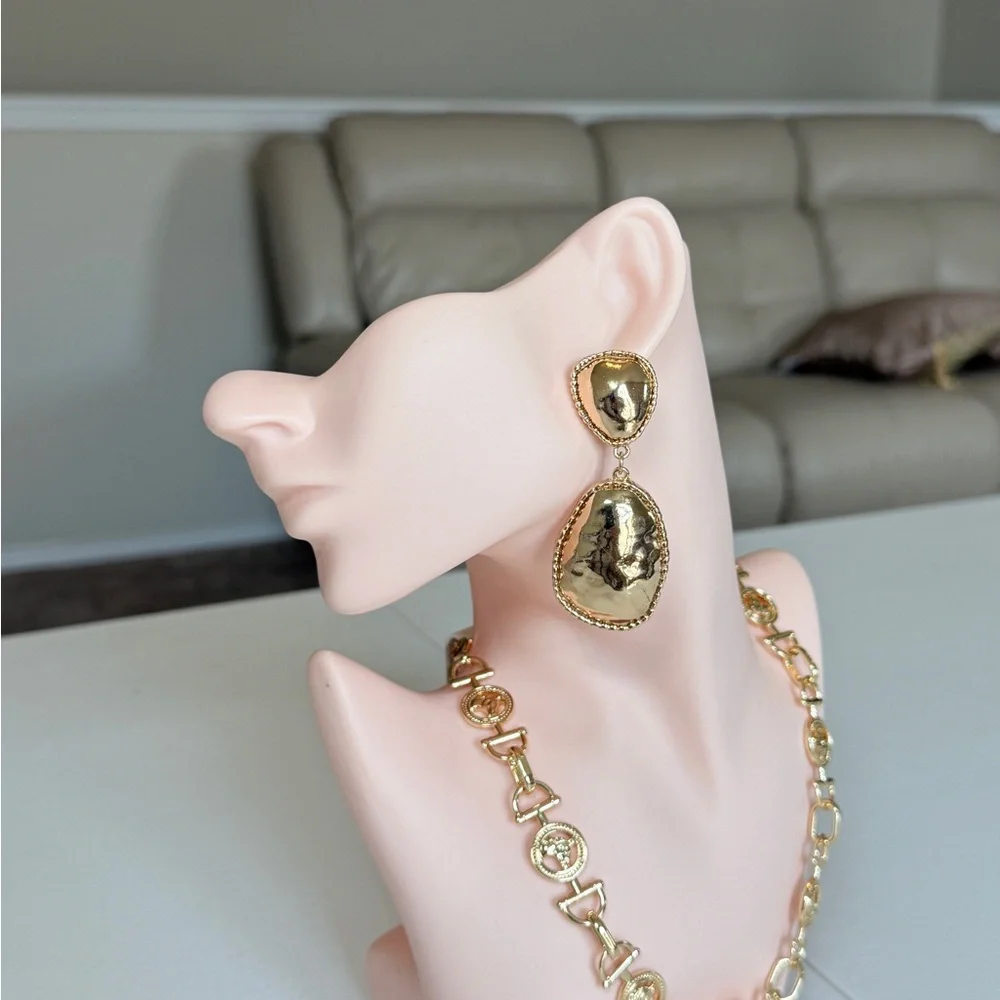 Gold Drop Statement Earrings - Women Jewelry